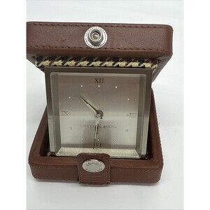 Cutter & Buck Blackrock Mini Travel Clock W/ Leather Case - Needs Battery